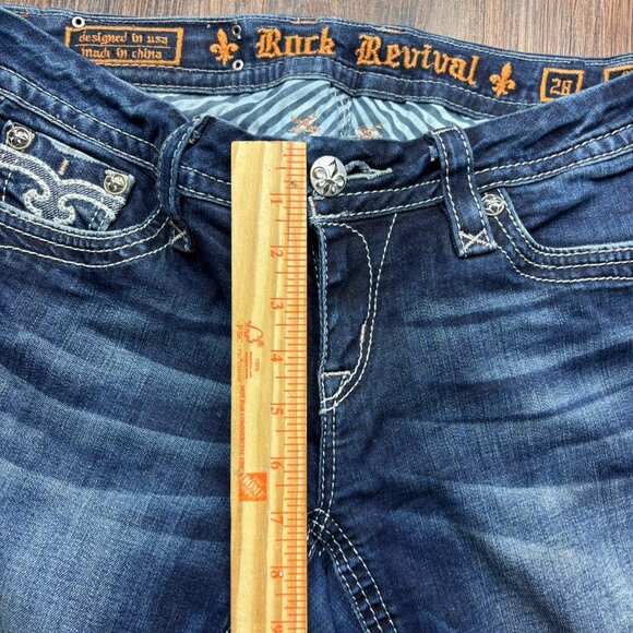 Rock Revival Maggie Boot Jeans Dark Wash Flap Pocket Women’s Size 28 - Picture 10 of 13